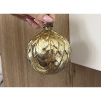 Елочная игрушка СССР Шар большой с лепестками Артишок Толстое стекло КРЕМЛЕВСКАЯ ЕЛКА