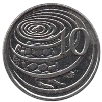 Заморская Территория Острова Кайман (Каймановы Острова. Кайманы). 10 центов 2008. Фауна. Зелёная черепаха.