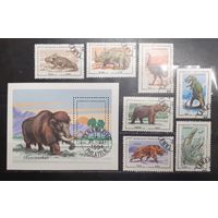 Мадагаскар. 1994 год. Динозавры. Доисторическая фауна (блок и 7 марок) (1224)