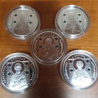 244. Православные святые 5*10 рублей комплект, 2008 г. Преподобные Ефросиния Полоцкая, Серафим Саровский, Сергий Радонежский, Святитель Николай Чудотворец, Великомученик и целитель Пантелеймон