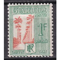 110.FrK. Франция. Колонии. Гваделупа. Доплатные марки. Палм - авеню в Капестерр - Бель. 1928 г. 1 Fr. Mi.#35.