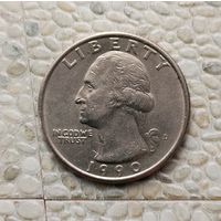 1/4 доллара (квотер) 1990(D) года США.