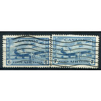 Британские колонии - Канада - 1942/43г. - авиация, авиапочта - 2 марки - полная серия, гашёные [Mi 230-231]. #3-WB-98-A-1