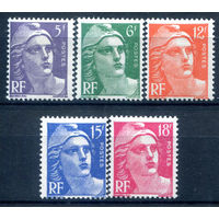 Франция - 1951г. - Марианна. Стандартный выпуск - 5 марок - полная серия, MH [Mi 901-905]. #2-Fr-55-A-2