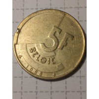 5 франков Бельгия 1986 год