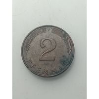 ФРГ 2 пфеннига 1989 года . F