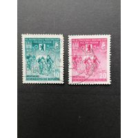 ГДР 1955 Серия марок "Международная велогонка "Дружбы" Прага-Берлин-Варшава" (гашение без клея) Mi.470-471 каталог 1.80 евро
