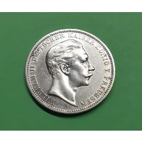 Германия. 3 марки. 1909 год. Вильгельм II. Пруссия. Серебро
