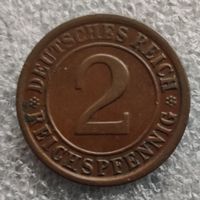 Германия 2 рейхспфеннига  1924 г. "J"