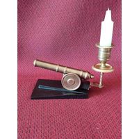 Подсвечник Пушка. СССР. Бронза (латунь), эбонит.