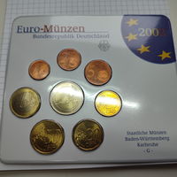 Набор  евро монет Грмании 2002 года. Монетный двор G Карлсруэ.