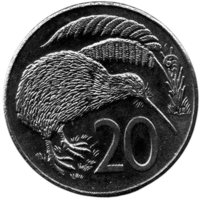 КОРОЛЕВСТВО НОВАЯ ЗЕЛАНДИЯ. 20 ЦЕНТОВ 1987 ФАУНА. ПТИЦА. КИВИ