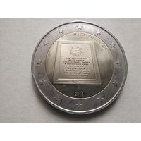 2 ЕВРО, МАЛЬТА (5-я монета серии "Конституционная история": Республика 1974 года) UNC тираж 400 000