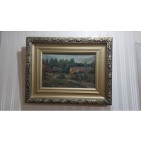 Довгялло Михаил Хрисанфович 1908-1978г член С/Х БССР Холст масло "В ботаническом саду"1960г р 22-33см по холсту и 39-50см по раме.