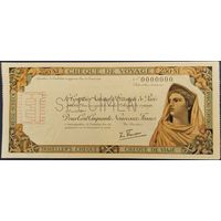 250 новых франков. Дорожный чек. Образец. Франция. Unc.