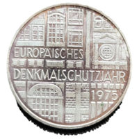 5 марок 1975 F Европейский год охраны памятников! Серебро 11.2 грамма 625 пробы! ВОЗМОЖЕН ОБМЕН!
