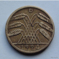 Германия 10 рентенпфеннигов, 1924 D