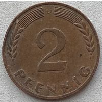 Германия 2 пфеннига 1968 г. D