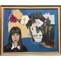 Щемелёв Л.Д;85,5/70,5см;1989г."Настенька", 1989г. Картон, масло. Размер с рамой 85,5х70,5 см.