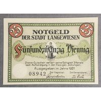 Нотгельд , 25 пфеннигов, Ланвеген 1921 год. Веймарская республика