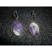 Серьги СССР С Аметистом В Мельхиоре