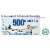 БОНА КУПЮРА 500 крон Архипелаг Норденскьолд. 2019. Пресс. МЕДВЕДИ, БАРС. ЖИВОТНЫЕ НА БАНКНОТАХ