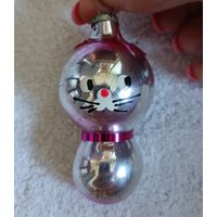 Ёлочная игрушка, стекло, кот, котик