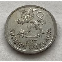 Финляндия 1 марка 1967 - серебро 0,350