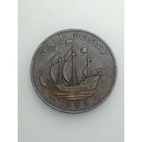 Великобритания 1/2 пенни 1956 года .