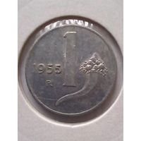 Италия.1 лира 1955 г.Хорошая.В холдоре.