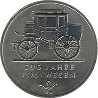ГДР 5 марок, 1990 500 лет почте UNC
