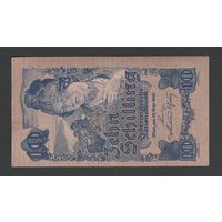 Австрия 10 шиллингов 1945 года. Тип Р-114. Номер 075932. Состояние XF+/aUNC