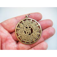 Старинный Буддийский бронзовый медальон. КОЛЕСО САНСАРЫ.