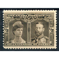Британские колонии - Канада - 1908г. - король Георг V, королева Мария, 300 лет основания Квебека, 1/2 с - 1 марка - MNH с дефектом клея [Mi 84]. #3-WB-80-A-1