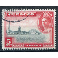 Нидерландские колонии - Кюрасао - 1943г. - ландшафты, достопримечательности, королева Вильгельмина, 5 с - 1 марка - гашёная [Mi 202]. #3-WB-81-A-1