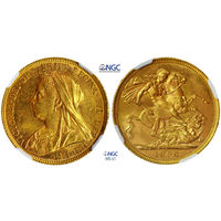 Соверен 1896 г. Королева Виктория (1838 - 1901). Великобритания. NGC MS 61. Золото. КМ# 785