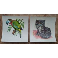 Переводные (сдвижные) картинки. Животные. 1990 г. Москва. 2 шт. Цена за 1.