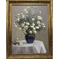 Бржозовский Г.Ф "Белые розы", 1975г. Холст, масло. Размер 80х60 см.