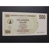 Зимбабве. 500 долларов (образца 2006 года, P43, UNC)