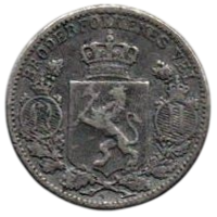 Изделие (украшение) из подлинной монеты. Норвегия. 25 эре. Серебро.