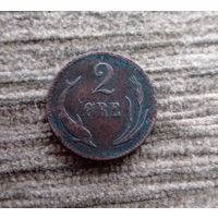 Werty71 Дания 2 эре 1874 Дельфин рыба