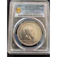 РИ. 1 рубль 1883 Коронация Александра. PCGS Au det.