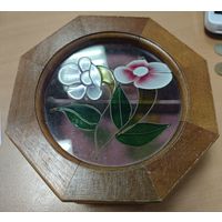 Шкатулка для украшений. Винтажная. Дерево-стекло. 14 см