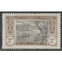 Кот д'Ивуар. Эбрис-лагуна. Каноэ. 1913г. Mi#42. Белая бумага.