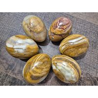 Коллекция из 6 декоративных яиц из натурального камня, оникс