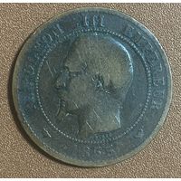 Монета 10 сантимов 1853 год. Франция. Император Наполеон III.