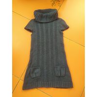 Вязаная теплая туника женская короткое платье