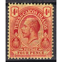 67.BrK. Великобритания. Колонии. Острова Теркс и Кайкос . Георг V. Стандарт. 4 P. 1913 г. Mi.#63х.