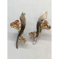 Серьги серебро 875 пр. золото 585 пр. С рубля