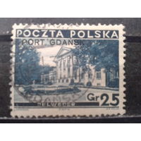 Польша, Порт Гданьск. 1936. Дворец Бельведер, Варшава, надпечатка. Тип I. Mi-10.0 евро гаш.